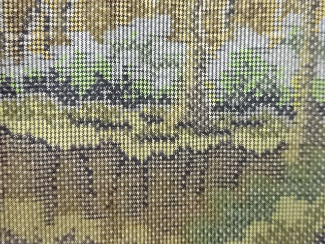 アンティーク　樹木模様織り出し　本場泥大島紬着物